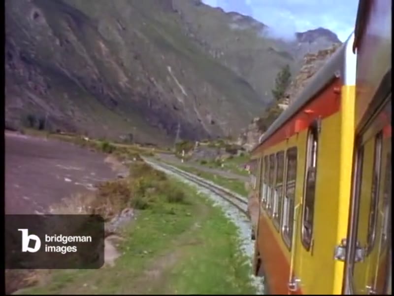 Image of Peru, train ride through Andes on narrow gauge, side shot