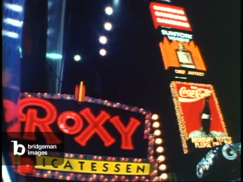 Image of Times Square, New York City, 1993, Roxy sign, tilt up