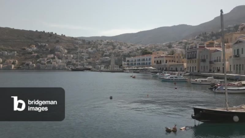Image of Aerial shot of Symi Town, Symi Island, Dodecanese Islands, Greek